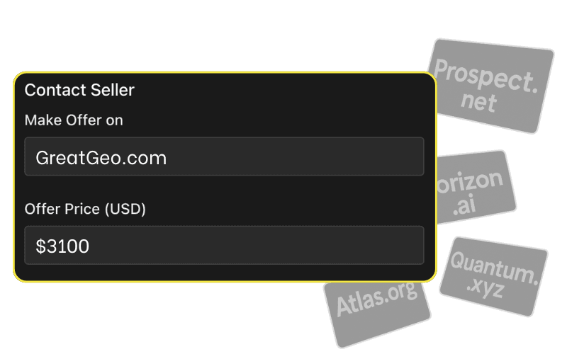 NameMaxi landing page interface showing EntryInc.com domain for sale with multiple pricing options: direct seller price of $3,599 and marketplace prices of $3,999, featuring secure Escrow.com payment integration